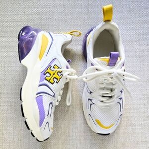 Tory Burch White and Purple Sneakers